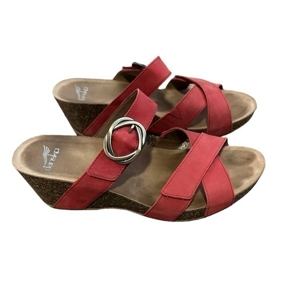 Dansko Red Susie Milled Nubuck Sandals EU 41 US 10.5-11 - Picture 1 of 10